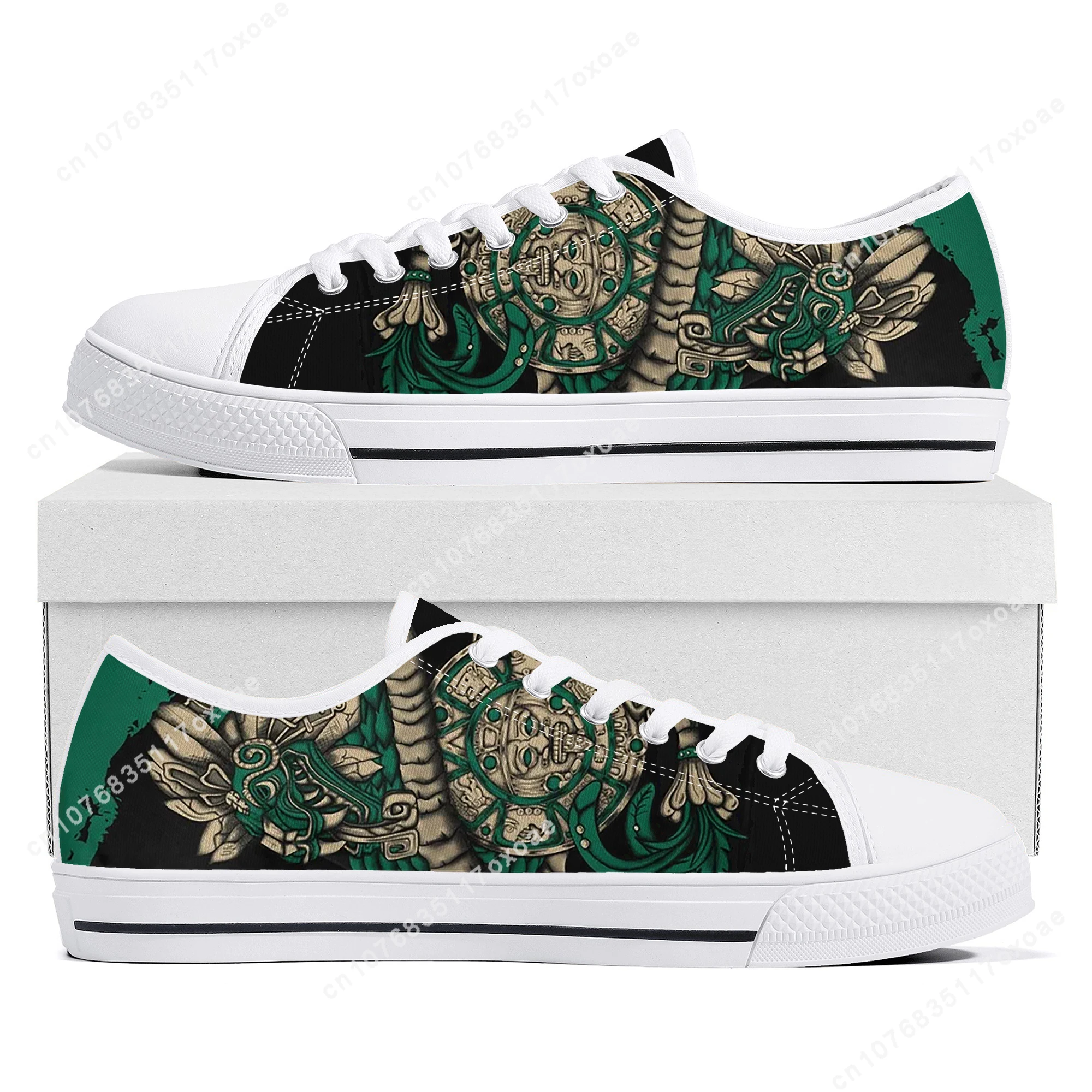 Mexican Aztec Quetzon Low Top Sneakers Mens Womens Teenager High Quality Canvas Sneaker couple Casual Shoes Customize DIY Shoe