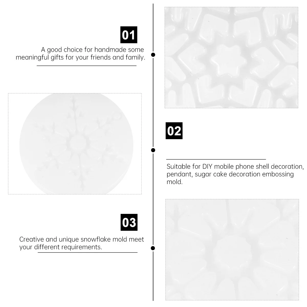 

4Pcs Snowflake Silicone Mold for Crystal Drop DIY Jewelry Making Pendant Craft Epoxy Mould Christmas Decoration Accessory