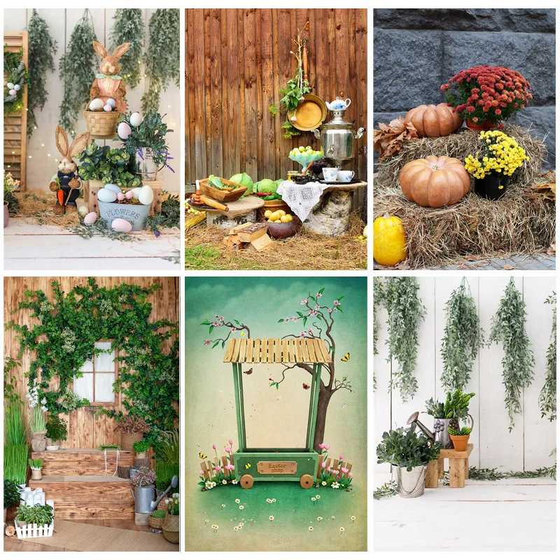 

ZHISUXI Spring Easter Photography Backdrop Rabbit Flowers Eggs Wood Board Photo Background Studio Props 200210 JHF-04