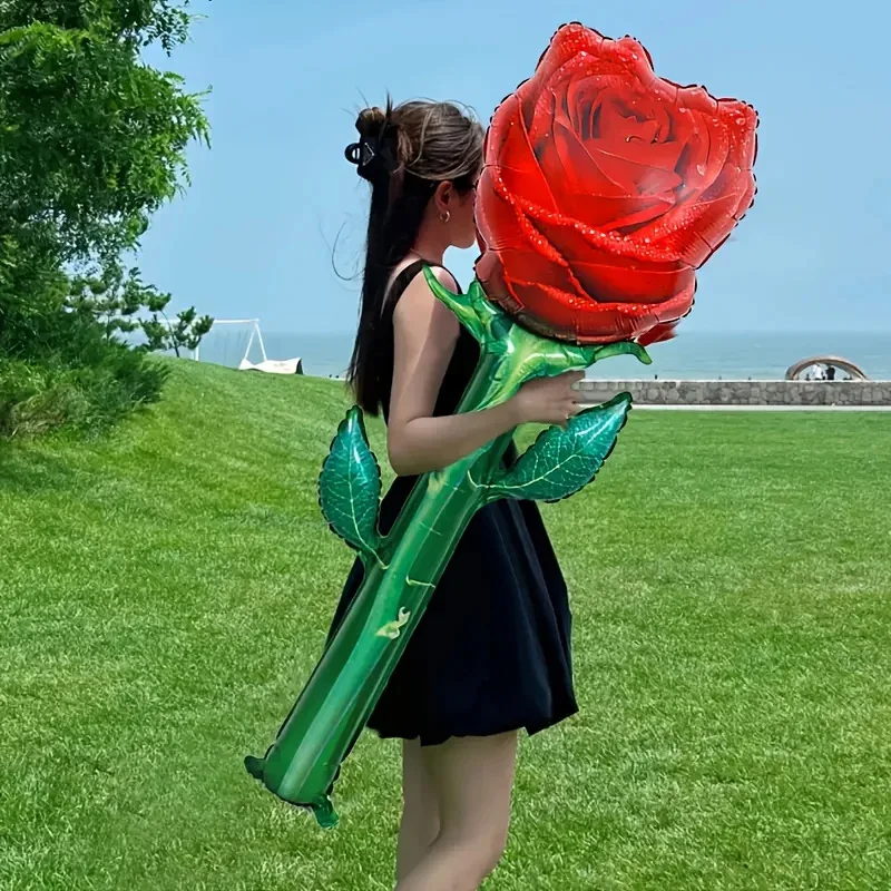 

Valentine's Day Large Red Rose Balloons Rose Flower Shape Foil Balloons Wedding Anniversary Valentine's Day Gift Decor Balloon