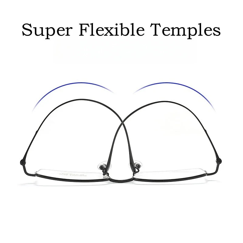 OLLYMURS 超軽量ビジネス高級光学眼鏡レトロスクエア純チタン処方ハーフフレームメガネ男性眼鏡