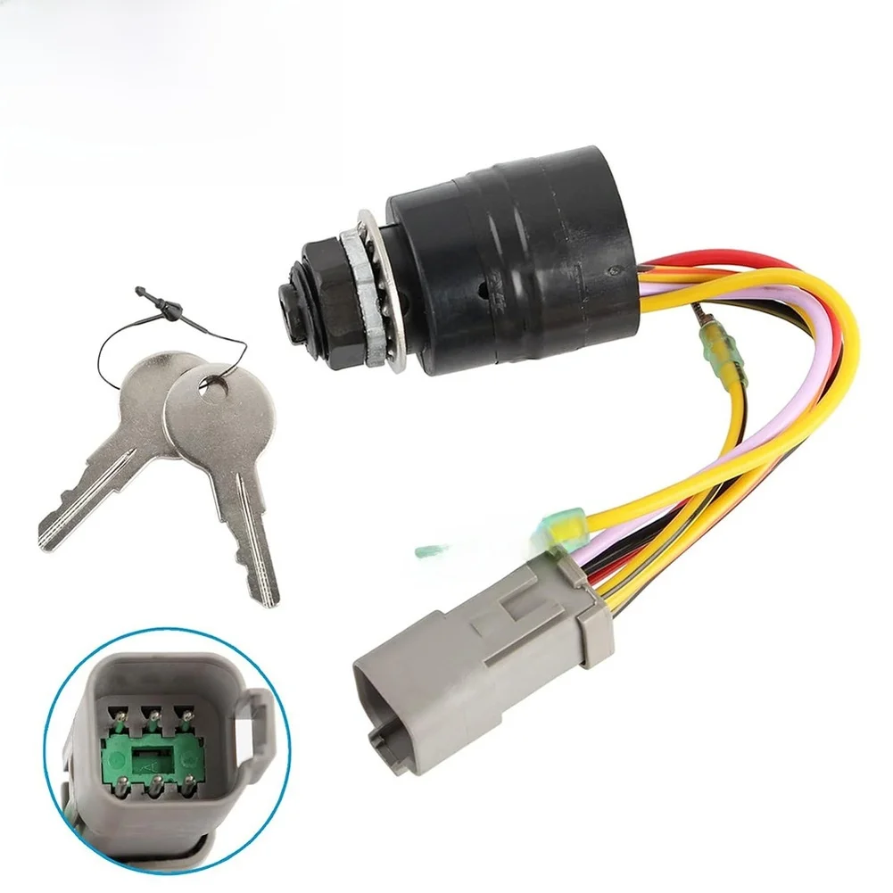 /Marine /Ignition /Switch 129572 3 Position 6 Wire Grey Connector With Keys For Outboard Boat Engine Replacement Part