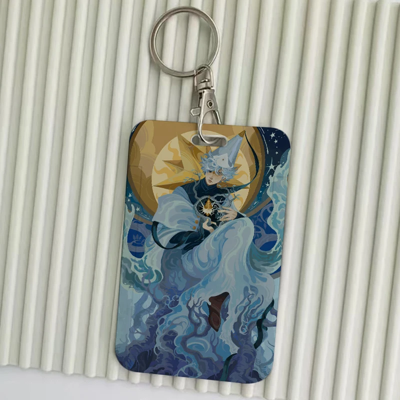 Cartoon Chibi Witch Hat Atelier Olruggio Qifrey Keychain Card Holder Keychains Holders Bank Bus ID Credit Cards Key Ring Chains