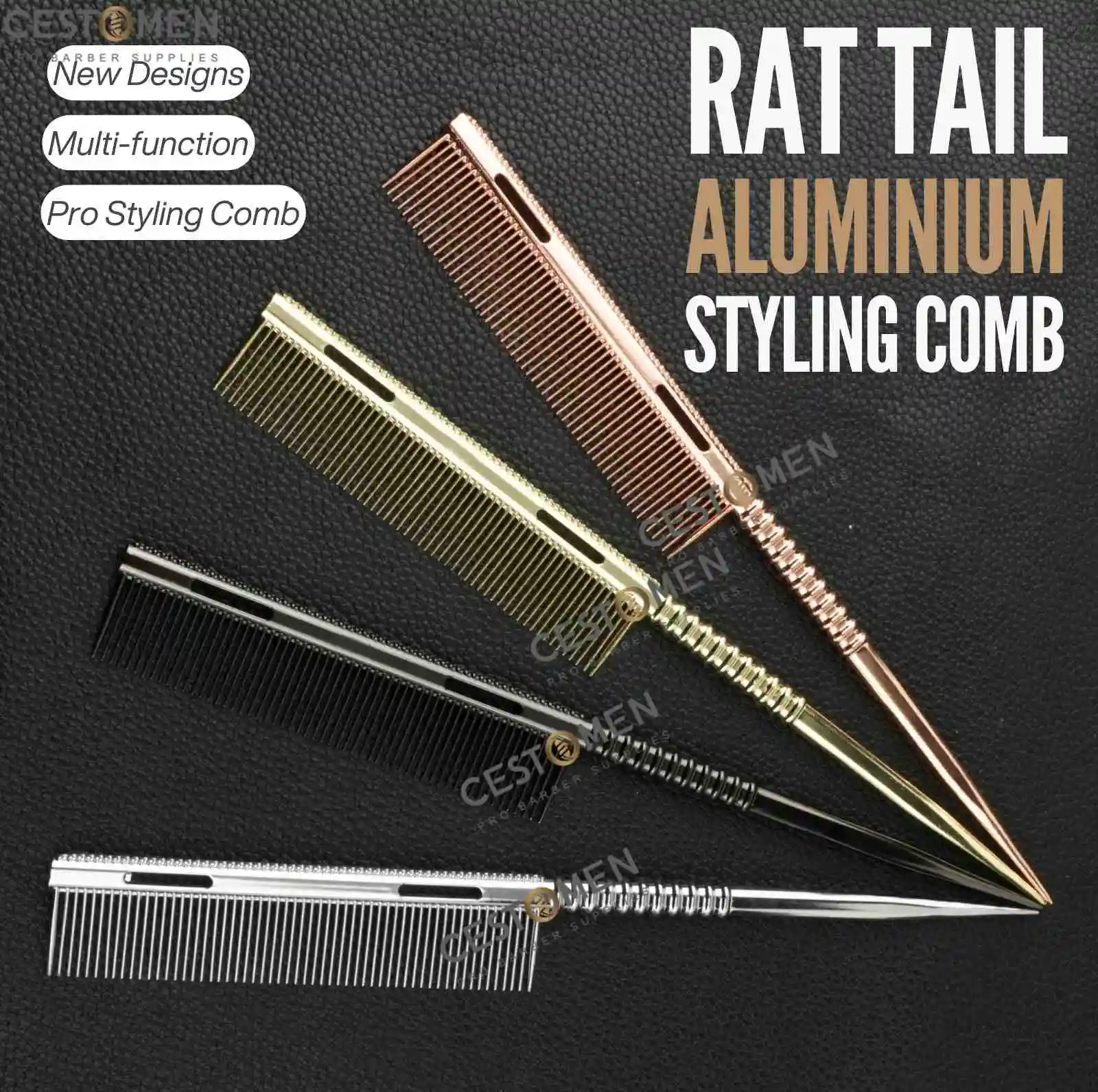 

NEW Style Aluminium Rat Tail Multi Hollow Design Hair Combs Barbershop Salon Heat Resistant Hair Styling Comb Barber Accessories