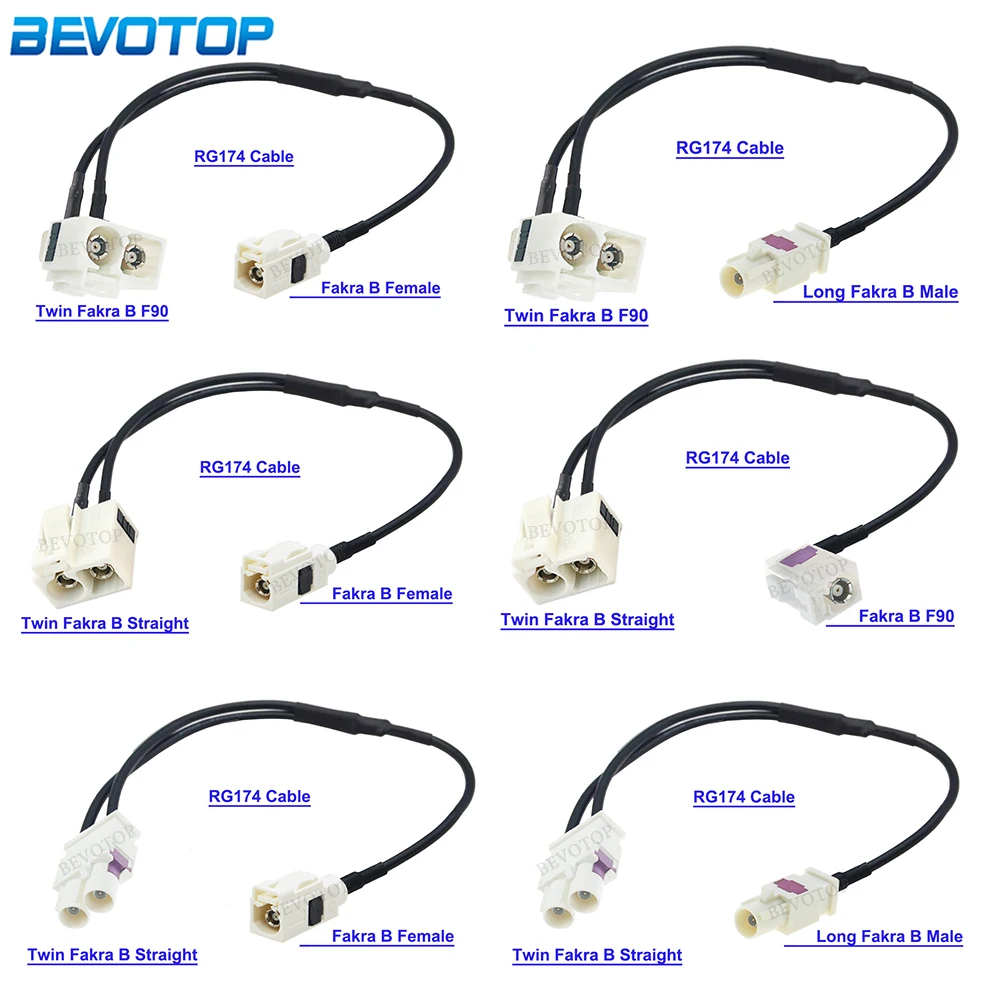 Fakra Splitter Cable Twin Fakra B Male/Female to Fakra B Male/Female Connector RG174 Car GPS Navigation Antenna Extension Cable