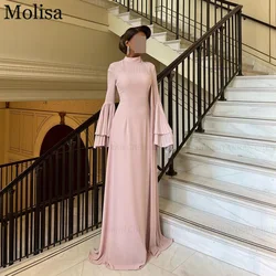 MOLISA Elegant Muslim Mermaid O-neck Saudi Ruffle Formal Prom Gown Floor-length Arab Women Evening Party dresses فساتين الحفلات