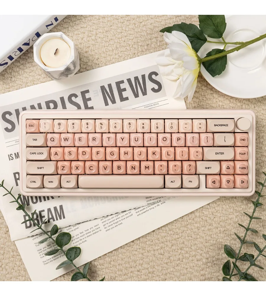 Lipstick keycap sublimation PBT + PC female cute ball cap suitable for UR65/wooting mechanical keyboard