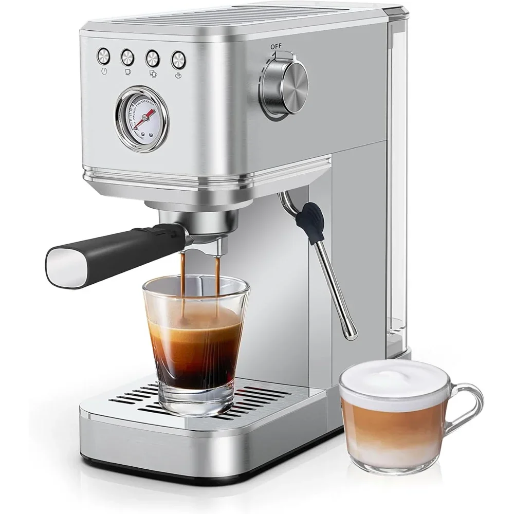 Espresso Machine 20 Bar with Milk Frother, Stainless Steel Automatic Espresso Coffee Machine for Home Latte & Cappuccino Maker