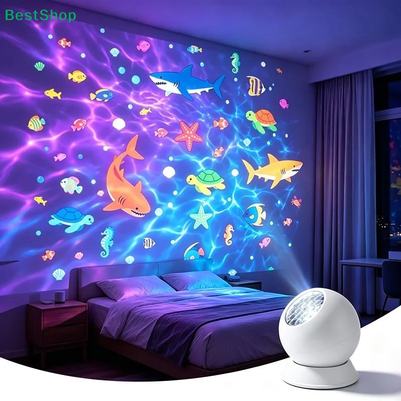 〔Q〕Dynamic Ocean Projector Night Light With Sea Animal Patterns Effect Perfect For Kids Bedroom Nursery Birthday Party Decor