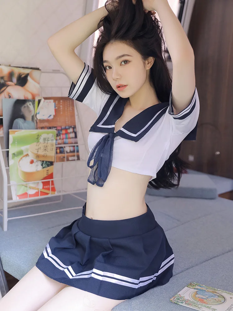 JK School Girl Uniform Sexy Lingerie Japan Student Sailor Suit Sex Role Play Costume Porn Outfit Mini Skirt Woman Erotic Dress