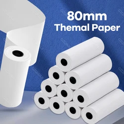 80mm Width Non-Adhesive Thermal Printer Paper for Pos Receipt Maker Black on White Printing 3 Rolls Suitable Notes List Photo