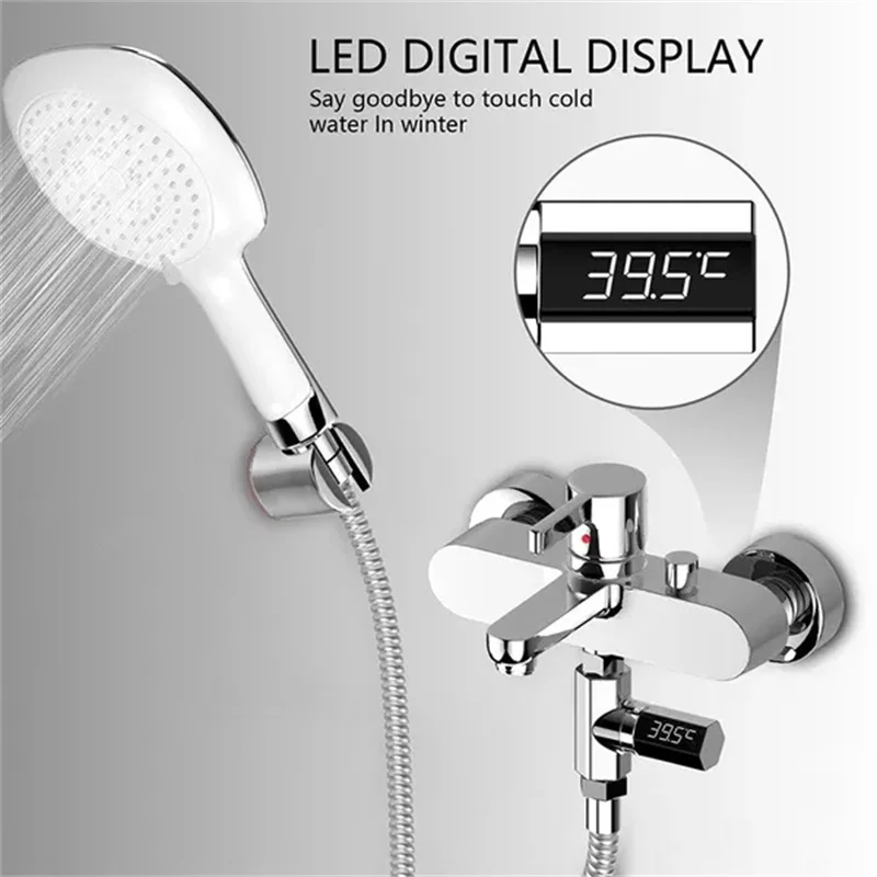 Digital LED Shower Temperature Display Self-Generating Electricity Water Thermometer for Baby Bath Water Temperature Smart Meter