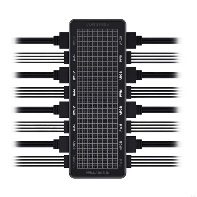 E1PF LP8P 8 포트 3PIN/4PIN 허브 ARGB+PC 조명 및 냉각을위한 PWM 연결