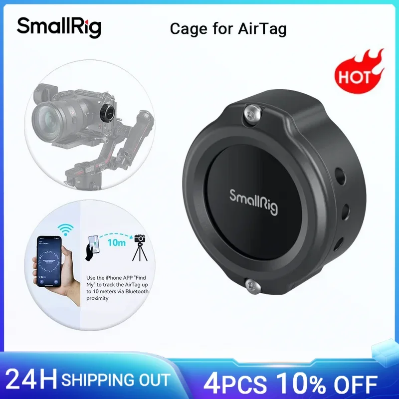 Cage SmallRig pour AirTag avec une fente de 18 mm avec support à trou fileté 1/4 "-20 sur la caméra pour suivre les appareils MD4149