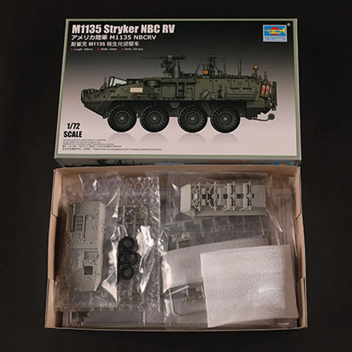 1/72 Trumpeter M1135 Stryker NBCRV vehículos con ruedas de plástico modelo de exhibición estática Kits de construcción juguete de plástico TH23591