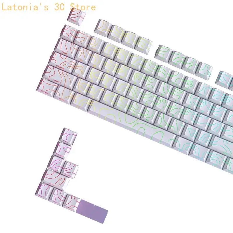 97-Tasten-PBT-Seitendruck, durchscheinende Tastenkappen für mechanische Tastatur-Tastenkappe X3UB – Detail 4