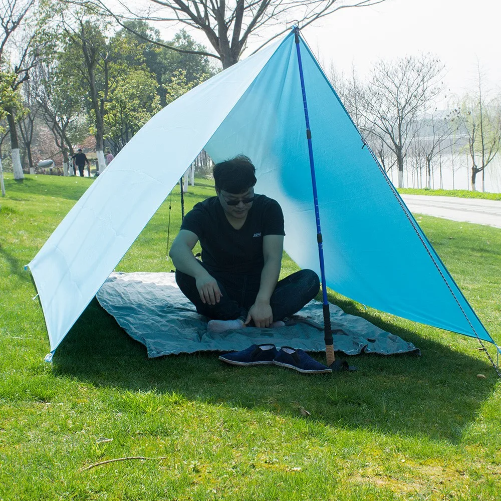 Revestimento de prata anti-uv e impermeável acampamento ao ar livre lona praia tenda sun shelter dossel