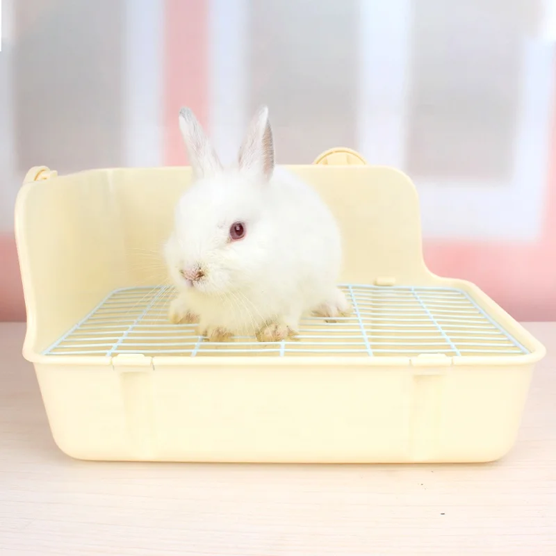 Newest Rabbit Product Pet Rabbit Guinea Pig Accessories Square Rabbit Toilet With Anti Spray Urine Baffle