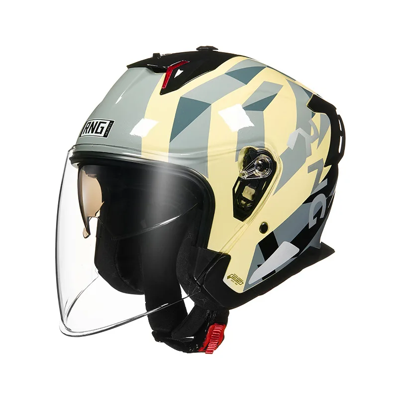 

RNG Open Face Motorcycle Helmet Half Helmet Dual Visor Yellow Grey Camo DOT 3/4 DOT Sun Shield EU Vintage Motorbike Helmet