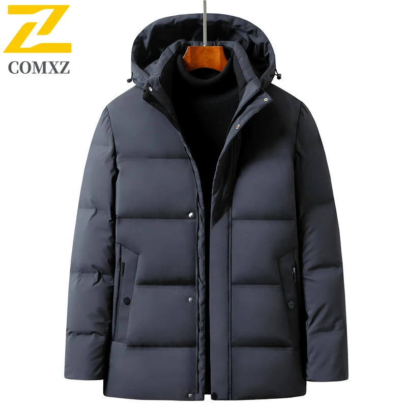 

Winter Warm Down Jacket Men Loose Outdoor Travel Thick Windproof Parka Hooded Business Casual Comfort Lightweight Puffer Coat