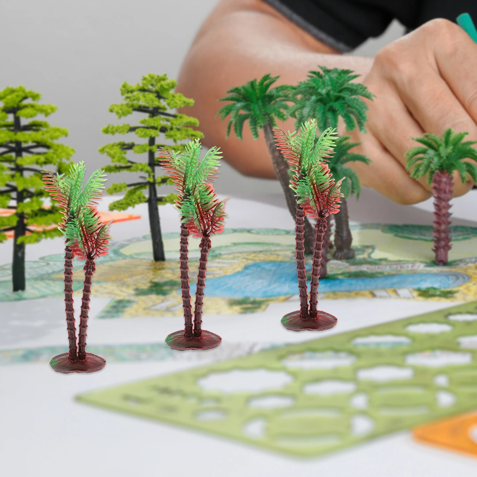 

20pcs Premium Mini Coconut Tree Ornament Green Plastic Simulated Palm Tree Decor for Sand Table Micro Landscape DIY Gift