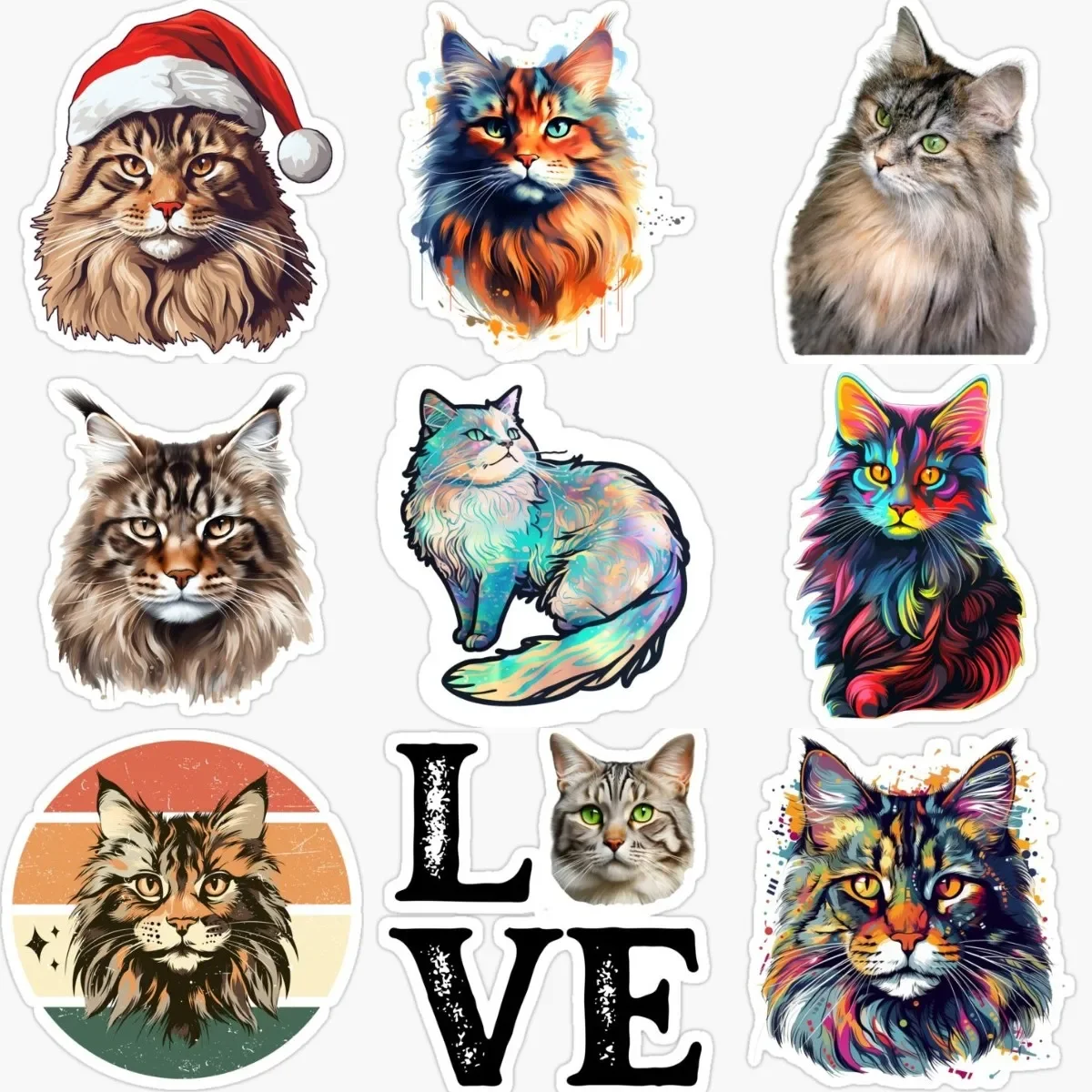 

Creative Maine Coon Cat Cute Pets PVC Car Stickers for Decorate Fridge Room Window Wall Car Van Motorcycle Decal Accessories