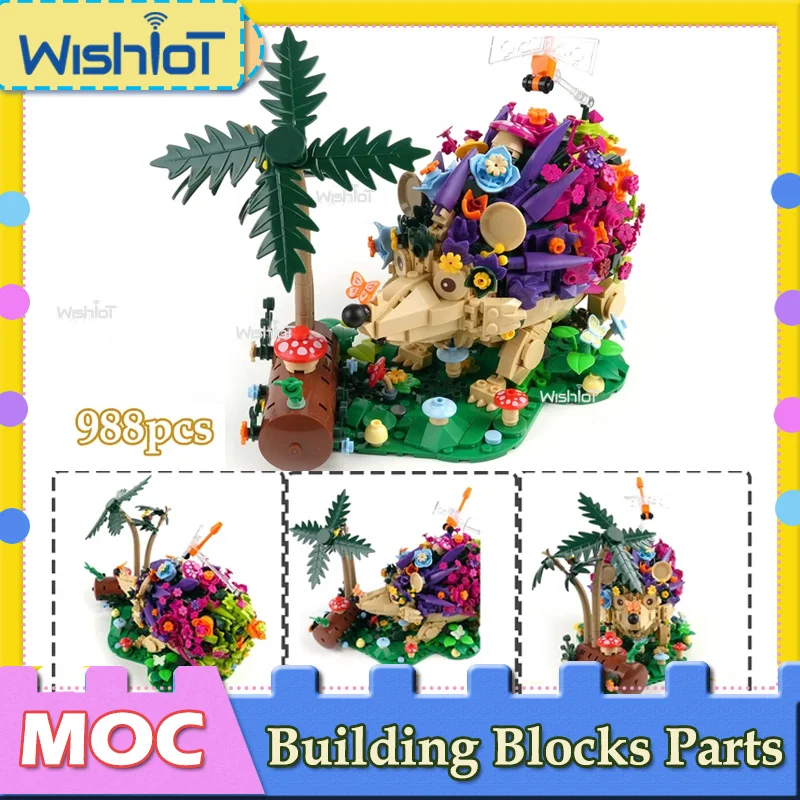 

Милый цветок ежик для сбора 6018, модель, набор строительных блоков, креативный 988 шт., головоломка, лесной еж, животные, кирпичи, игрушки «сделай сам», подарок