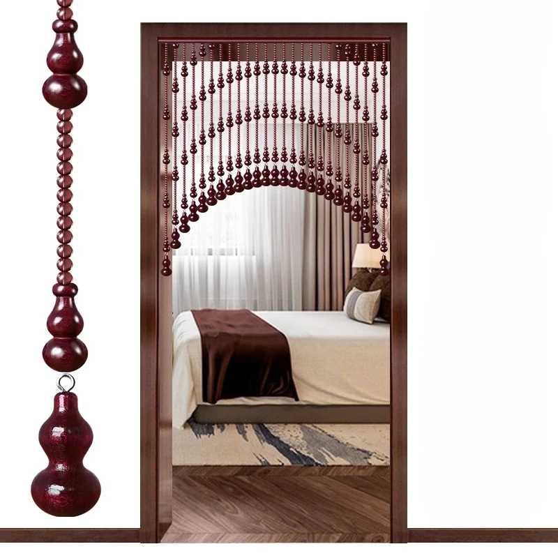 

mahogany gourd bead curtain crystal door curtain, living room entrance aisle bedroom bathroom hanging curtain free of punching