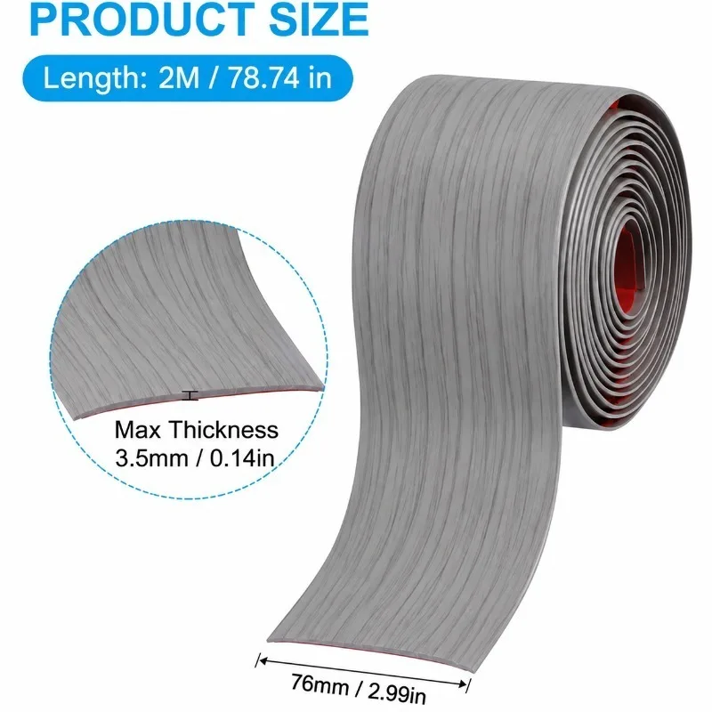 1PC 2M/78.74In Self Adhesive PVC Floor Transition Strip Flex Flat Floor Divider Seam Cover Strip for Doorways, Carpet and Floors