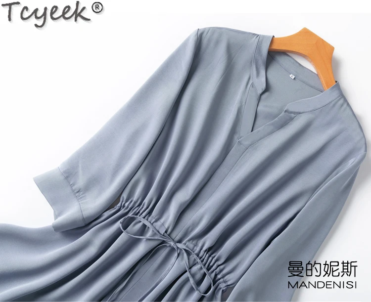 Tcyeek-女性のためのエレガントなビーチドレス,夏の服,93% シルク,26mm,2021