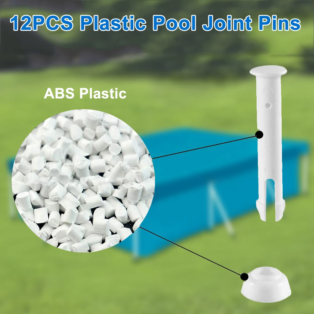 

12 PCS Replacement Plastic Pool Joint Pins with caps Rubber Seal for Intex Pool Parts 2.36in Connect Nail Insertion