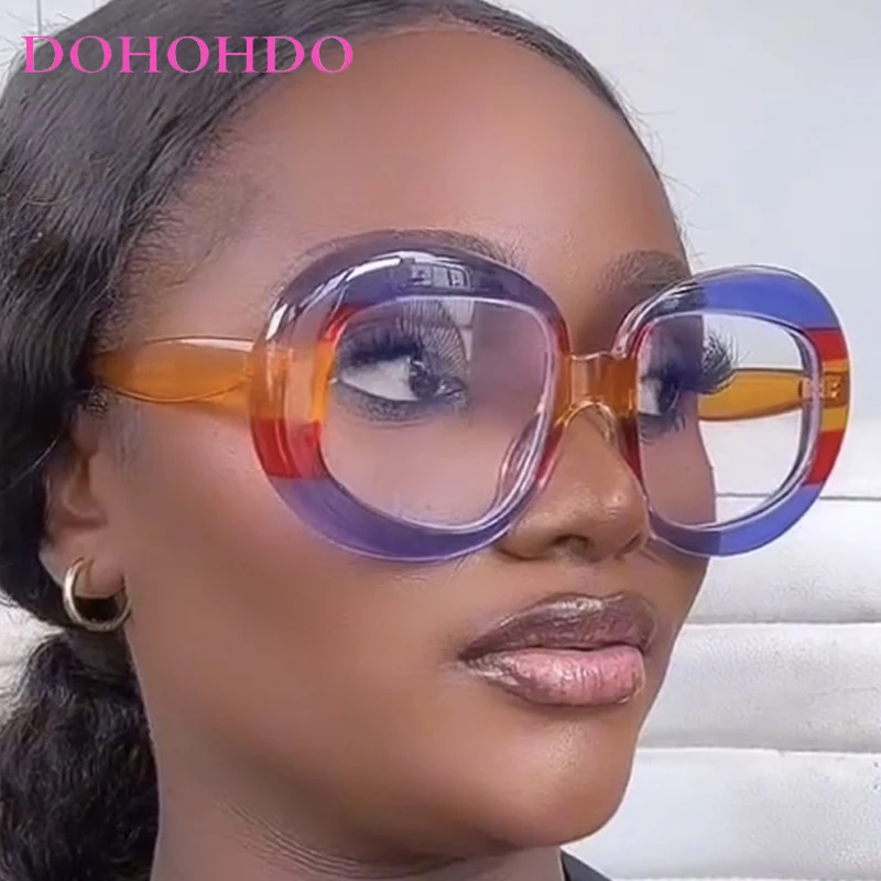 

2025 Trending Oversized Round Frame Anti-Blue Light Women's Glasses Men Computer Reading Optical Protection Eyeglasses Lentes