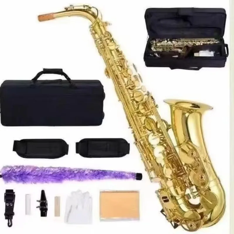 Electronic Bass Alto Saxophone for Beginners and Professional Players with Gold-plated Finish and Rust-resistant Brass