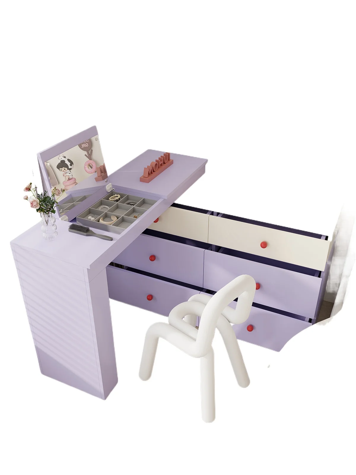 

Purple Dresser Cabinet Cream Contrast Bedroom Flip Dresser Cabinet Integrated Combination Memphis Furniture