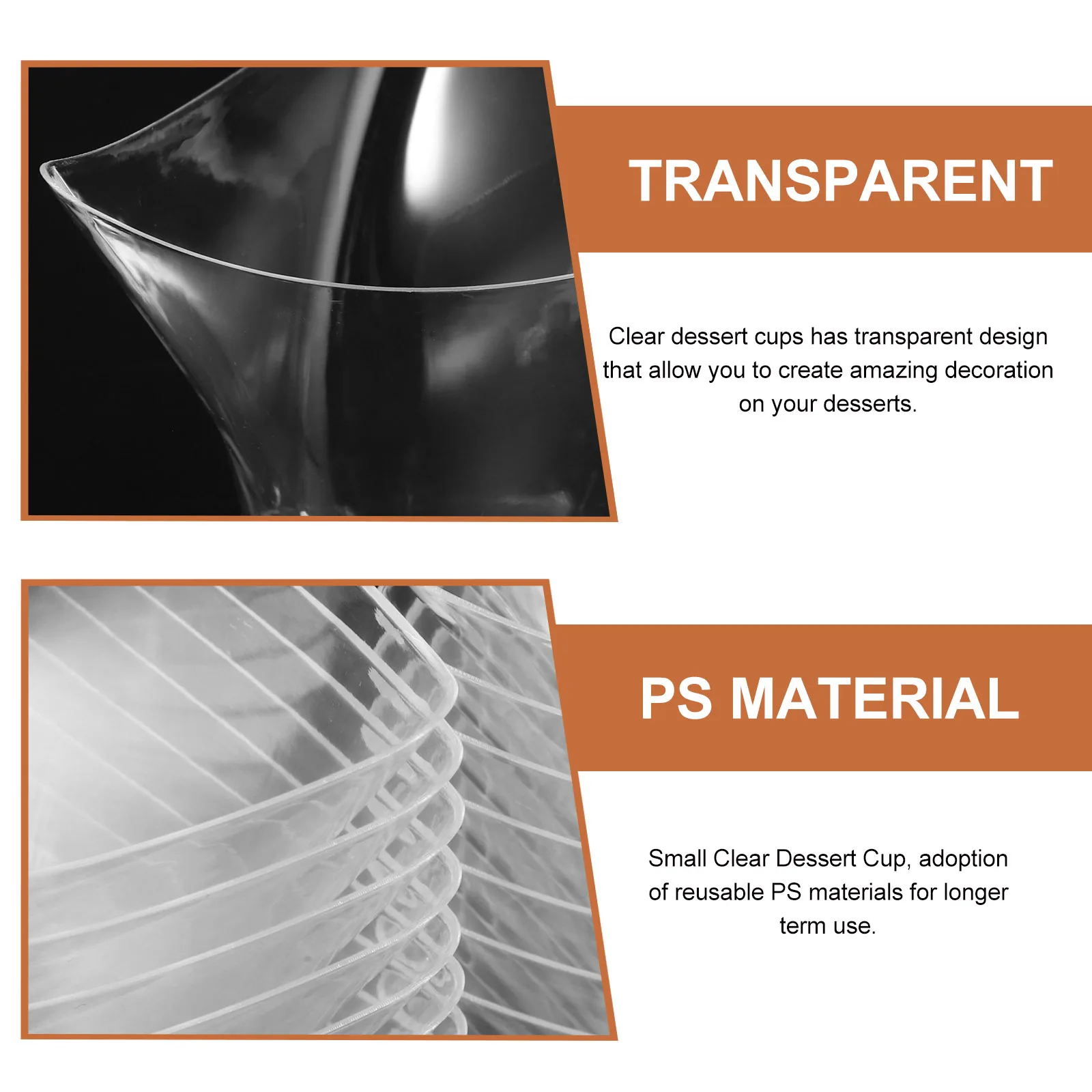 

1Set Clear Dessert Cups Reusable Mousse Cups Transparent Design for Home Party Decor Mousse Cup Household Dessert Cup