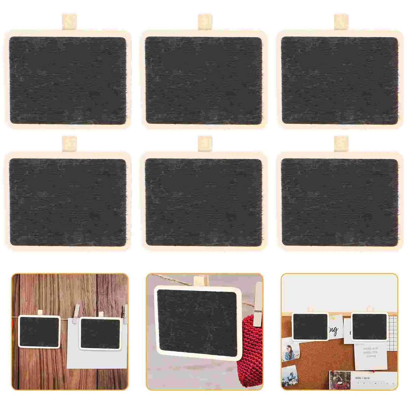 

10PCS Creative Mini Message Board Clips DIY Photo of Small Chalkboard Wood Crafts note clips board note clips