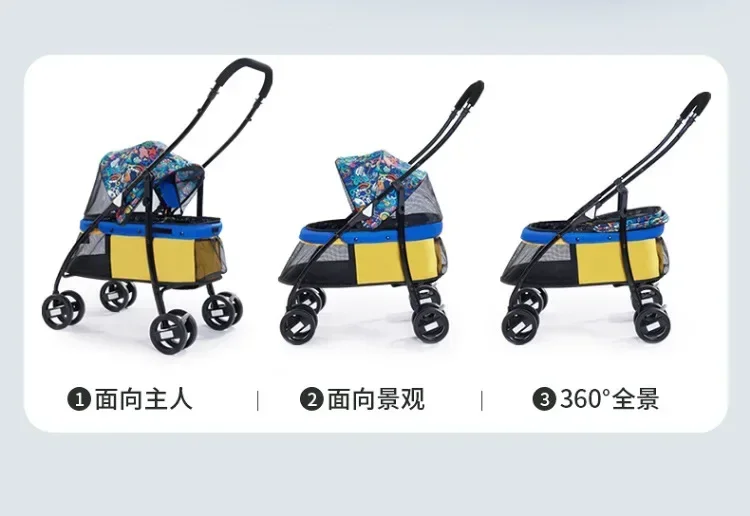 Panoramic Perspective Lightweight Folding Cart Pet Cart Large Space Pet Cart Going Out Amusement Cats Dogs