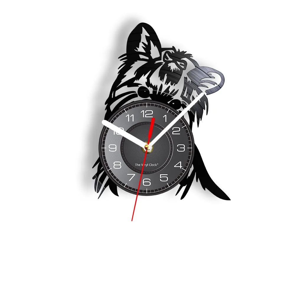 Yorkie Portrait Artist Dog Pet Shop Wall Art Wall Clock Puppy Ricky Yorkie Vinyl Record Clock Yorkshire Terrier Dog Breeds Gift