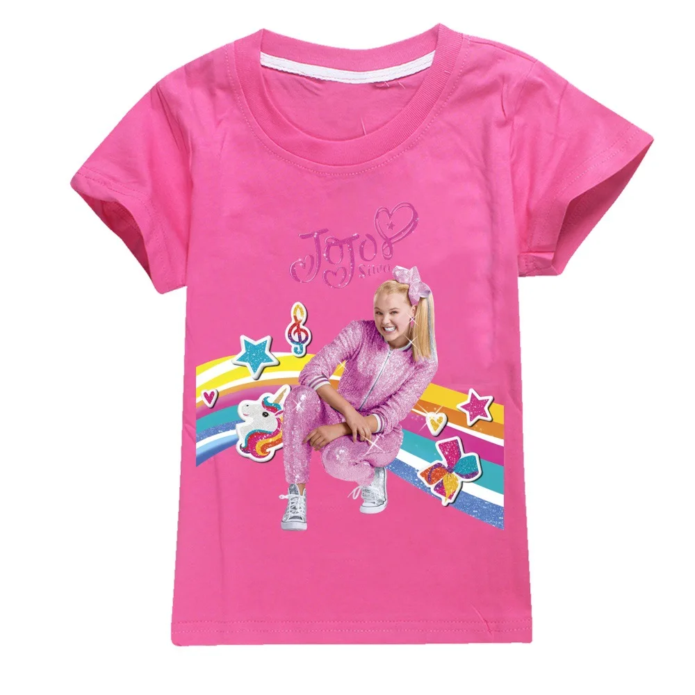 Cartoon Jojo Siwa Boys Cotton T-shirt Girls Casual Short Sleeve Tops Teenager Children Fashion Clothing Kids Summer Clothes