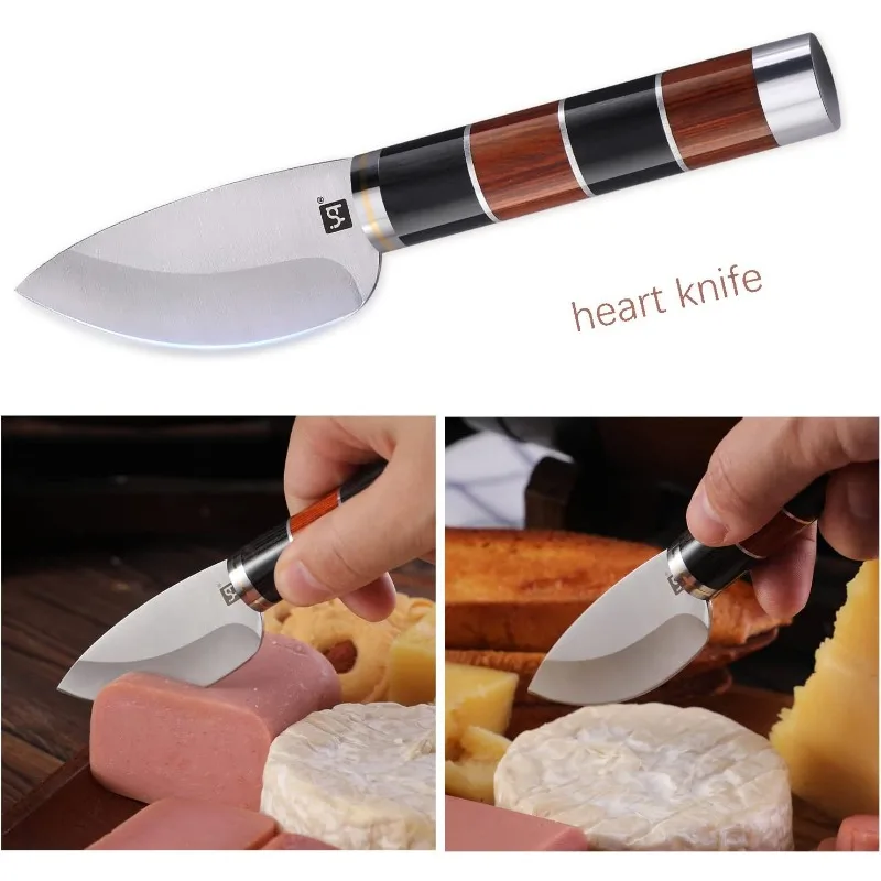 Stainless Steel Cheese Knives for Charcuterie Board Accessories with Colorful Handle Cheese Cutter Forks for Soft Hard Cheese