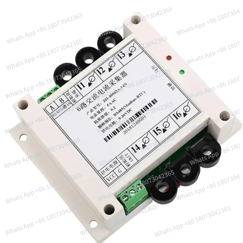

6 Channels Perforated AC Power Measurement 24-bit 30A High Speed Current Frequency RS485 Modbus-RTU