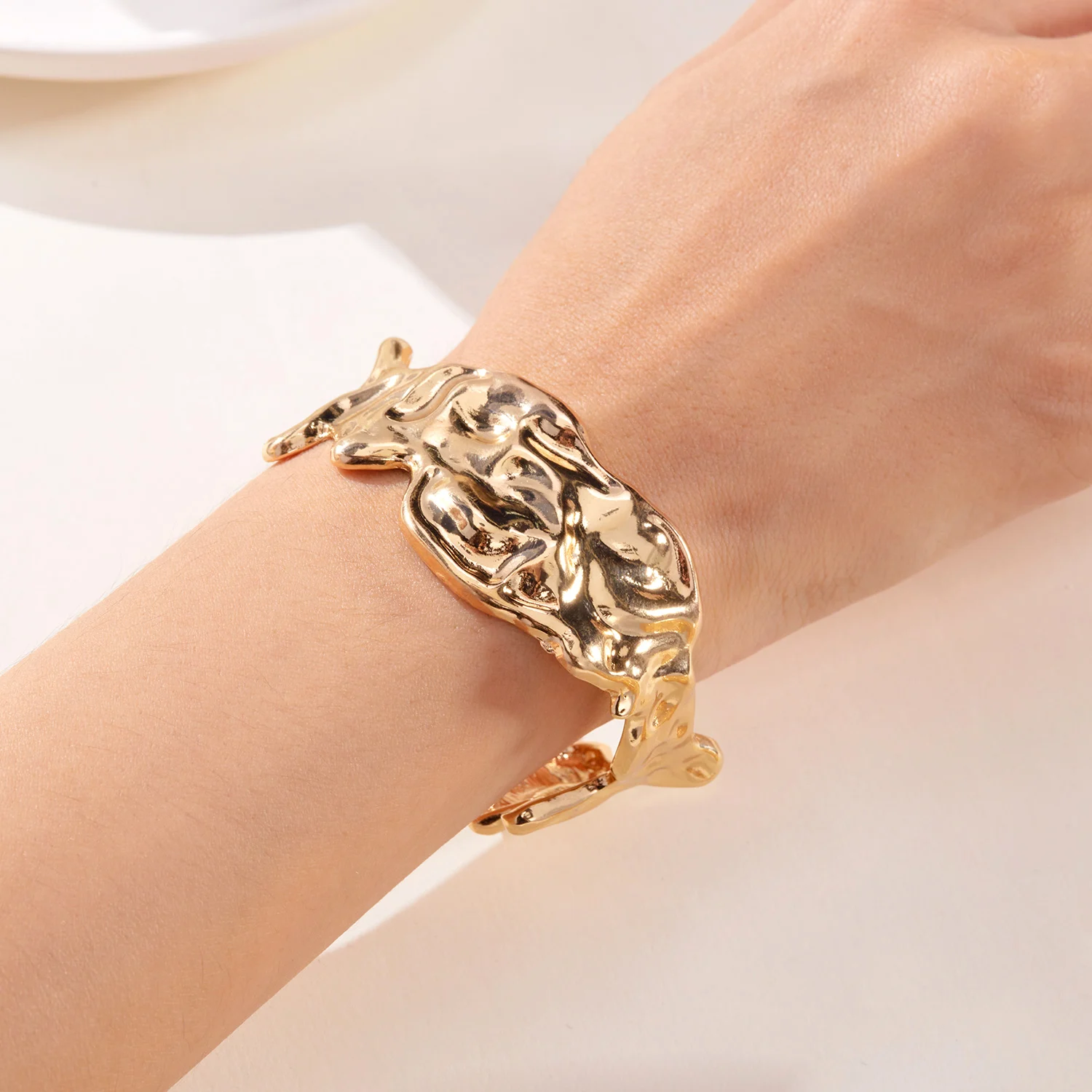 Creative Irregular Liquid Metal Necklace, Earrings & Bracelet Set