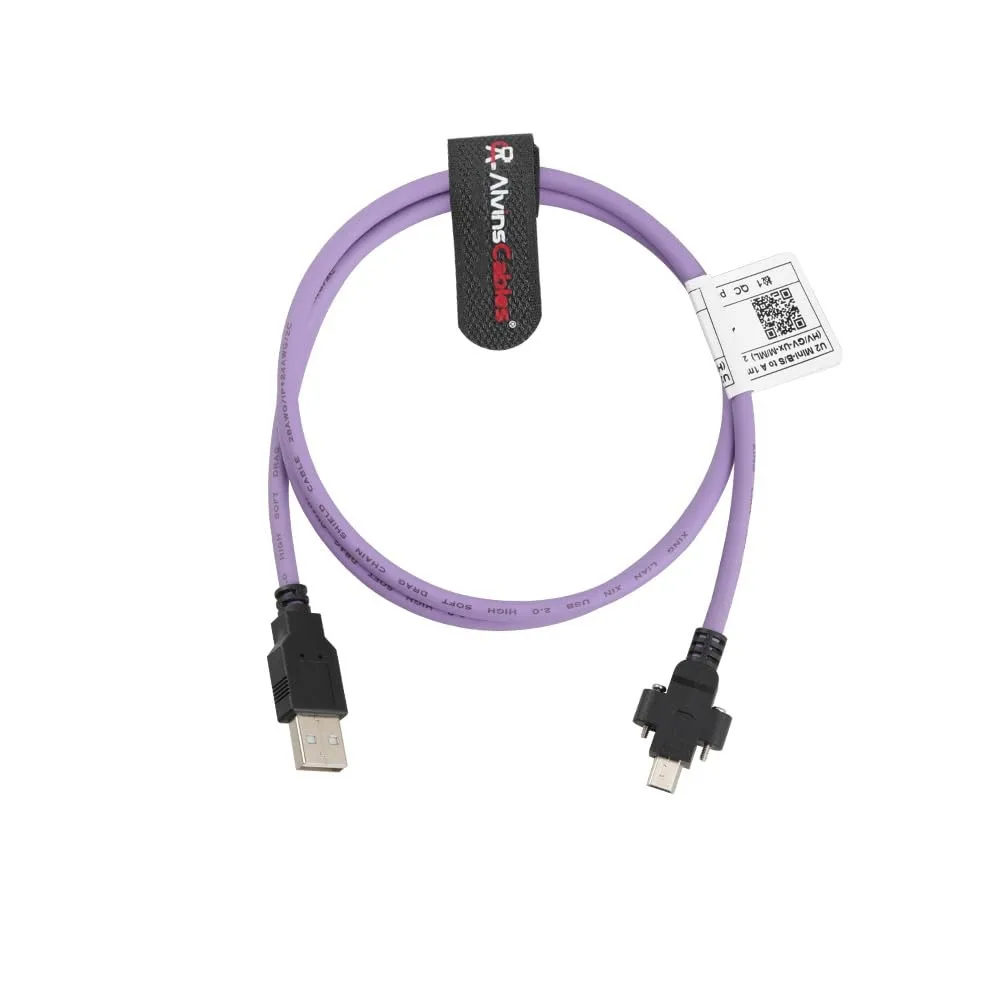 15mm Dual-Screw Spacing USB 2.0 Type-A to Locking Mini USB Cable for Daheng Industrial Camera High Flex Drag Chain Shielded