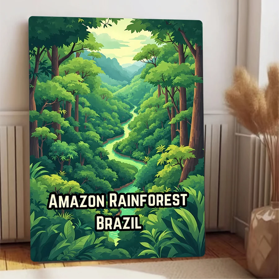 الأمازون الغابات المطيرة البرازيل المشهد المعدني جدار ديكور فني للمنزل غرفة المعيشة دراسة المناظر الطبيعية جدارية اللوحة #4