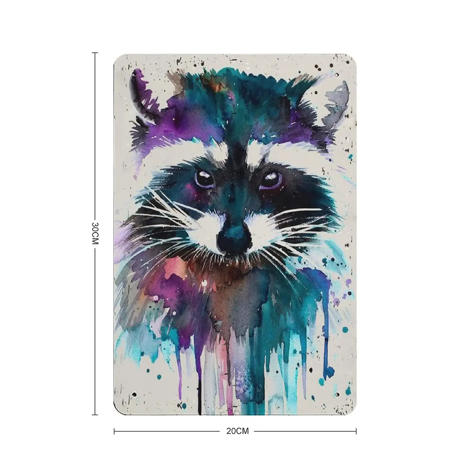 PPFINE Raccoon Watercolor Tin Sign Metal Plaque Art Hanging Iron Painting Retro Home Kitchen Garden Garage Wall Decor 12