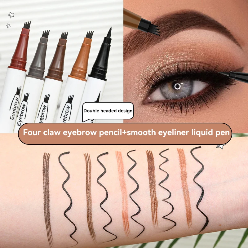 4-point Eyebrow Pencil 24-hour Lasting Long Waterproof Smudge-proof Eyebrow Contouring Pencil For Easy Natural-looking Brows New