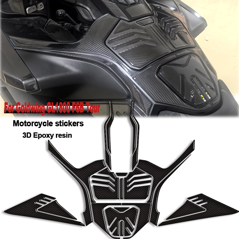 3D Carbon Fiber Motorcycle Tank pad stickers protection New decoration For Goldwing Gold wing GL1800 LG 1800 F6B Tour 2022 - 25