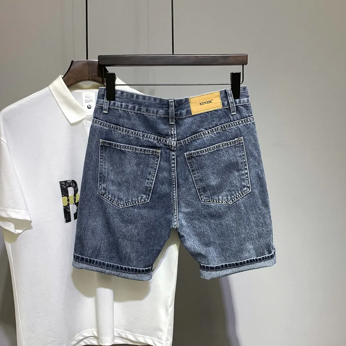 Man Denim Shorts Oversize Big Size Short Jeans Pants for Men Cargo Summer Buttons Distressed Original Rude Streetwear Trend 2024