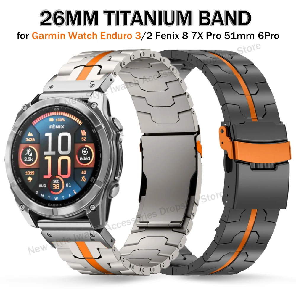 

Титановый ремешок 22 мм 26 мм для часов Garmin Enduro 3 Fenix 7X Pro 51 мм 6Pro 5Plus Мужской ремешок на запястье для Garmin Instinct 3 45 мм Correa