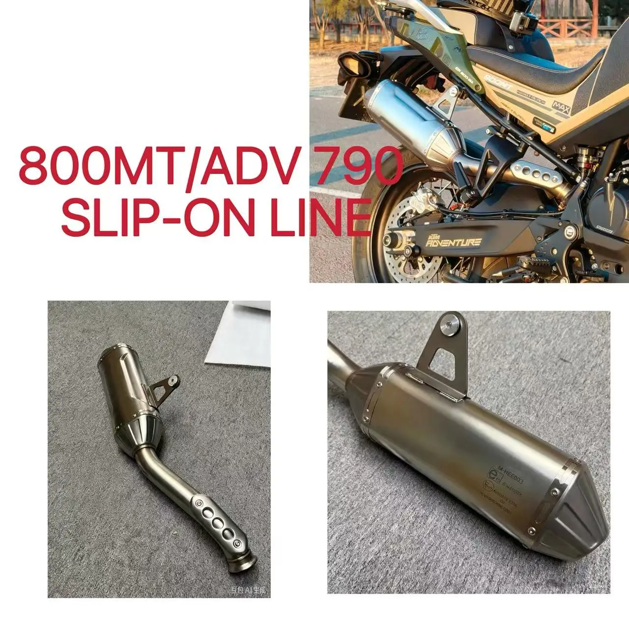 Silencieux d'échappement à enfiler 890ADV pour 790ADV 890ADV 790/890 Adventure R/Rally 800MT Explore Ibex 800 Touring/E Moto, tuyau d'échappement arrière